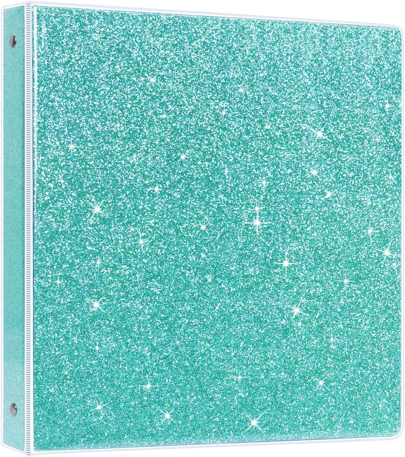 Nature Touch 3 Ring Binder, Glitter 1 Inch Organizer (10.5'' x 11.5'') Holds 8.5’’ x 11’’ Letter Size 300 Pages, Waterproof Durable View Binder, 1 Pack, Blue - Image 1